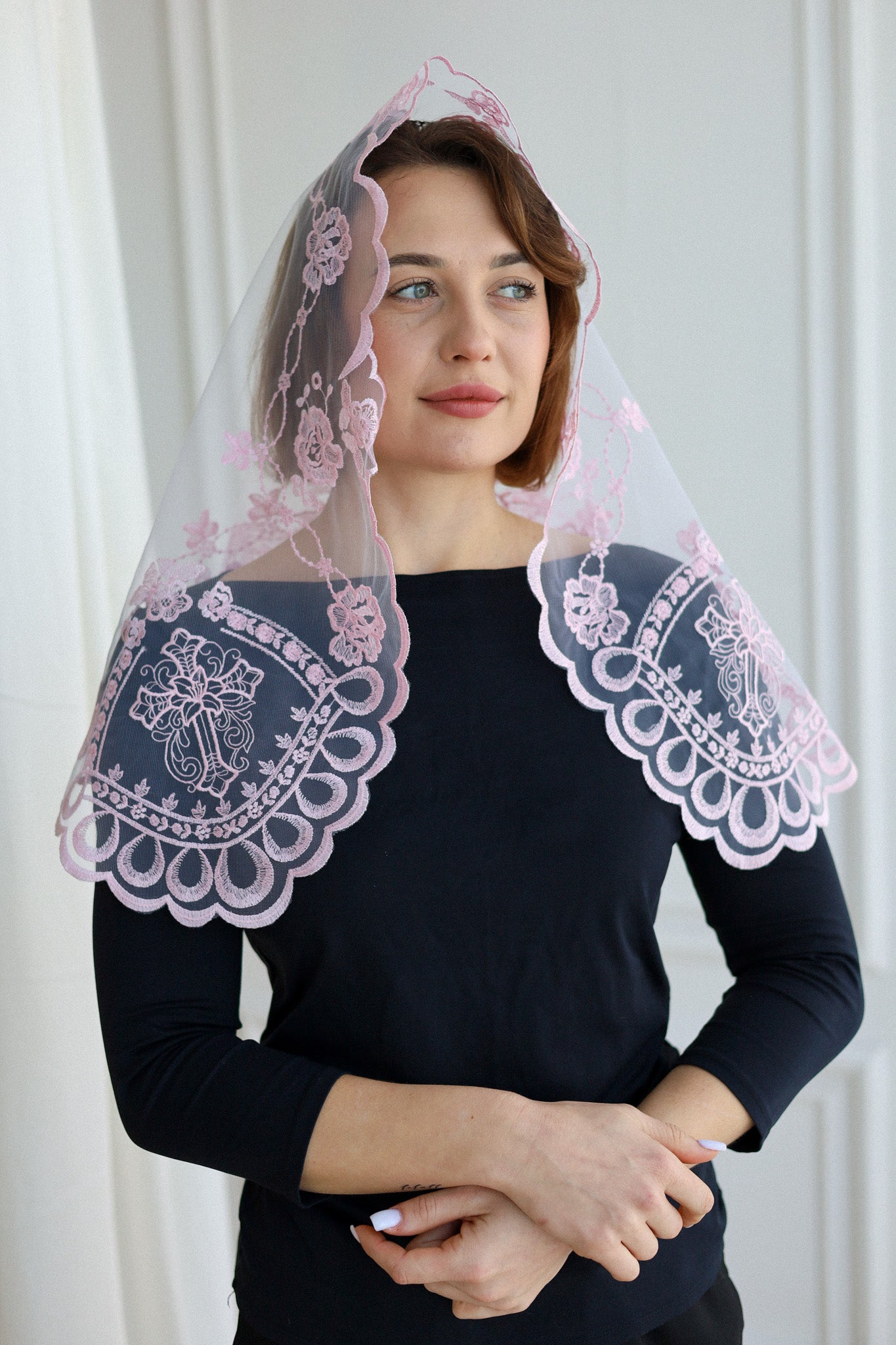 SHORT PINK VEIL - MariaVeils