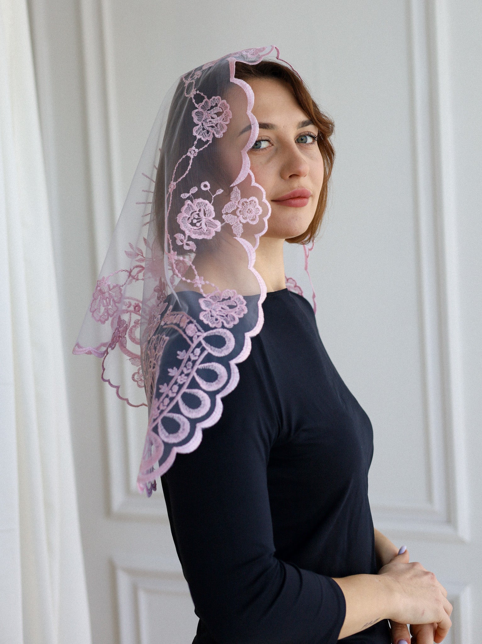 SHORT PINK VEIL - MariaVeils