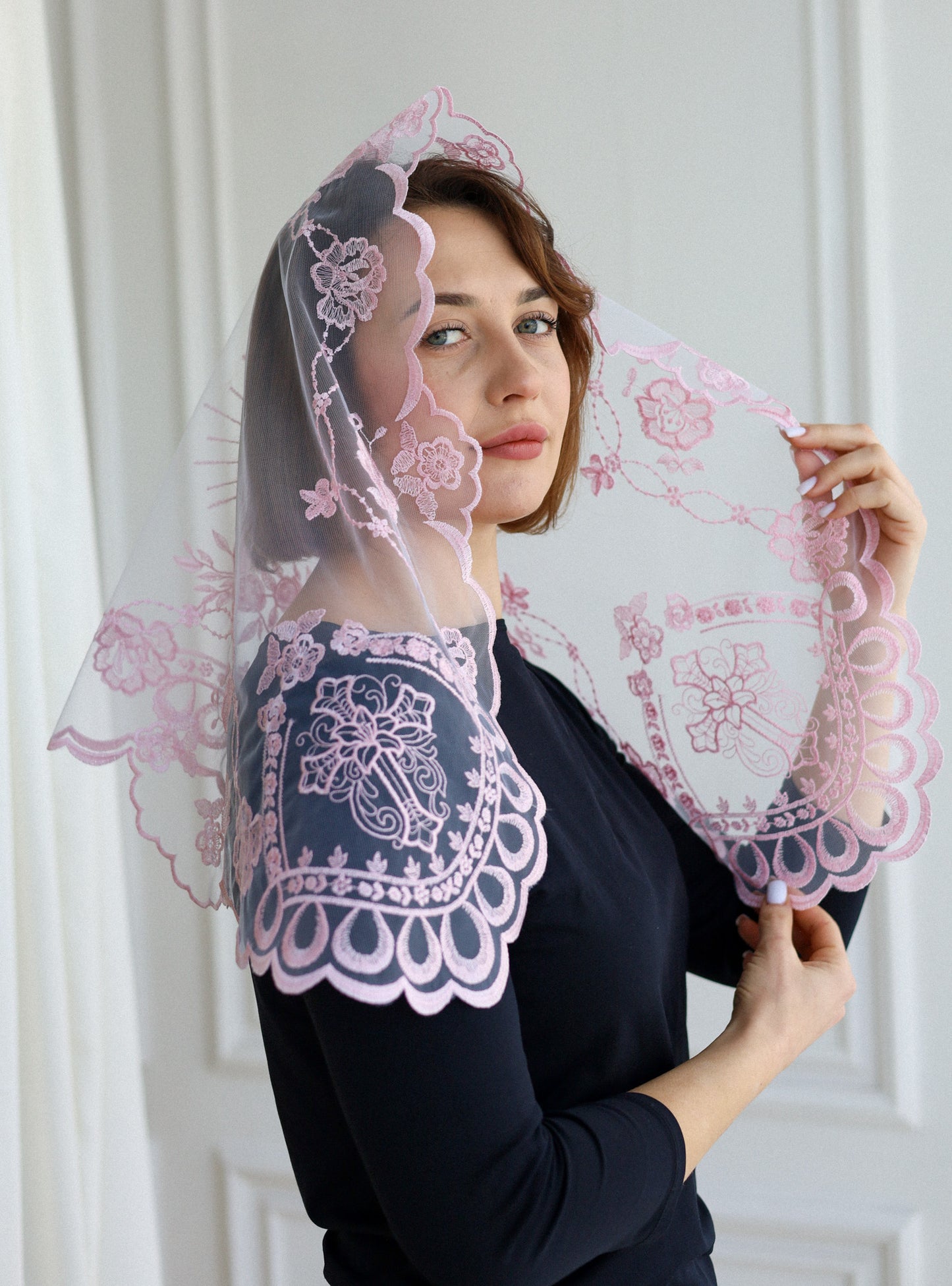 SHORT PINK VEIL - MariaVeils