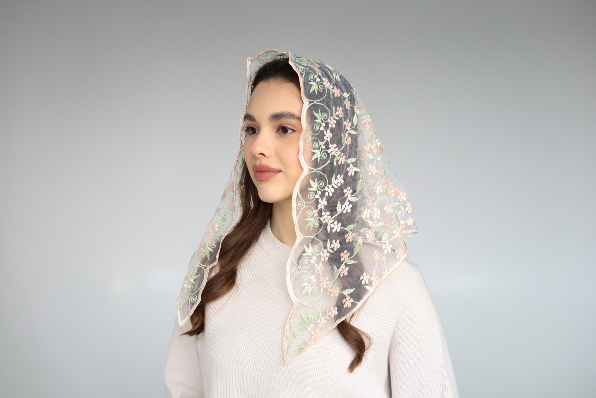 PEACH & PISTACHIO VEIL - MariaVeils