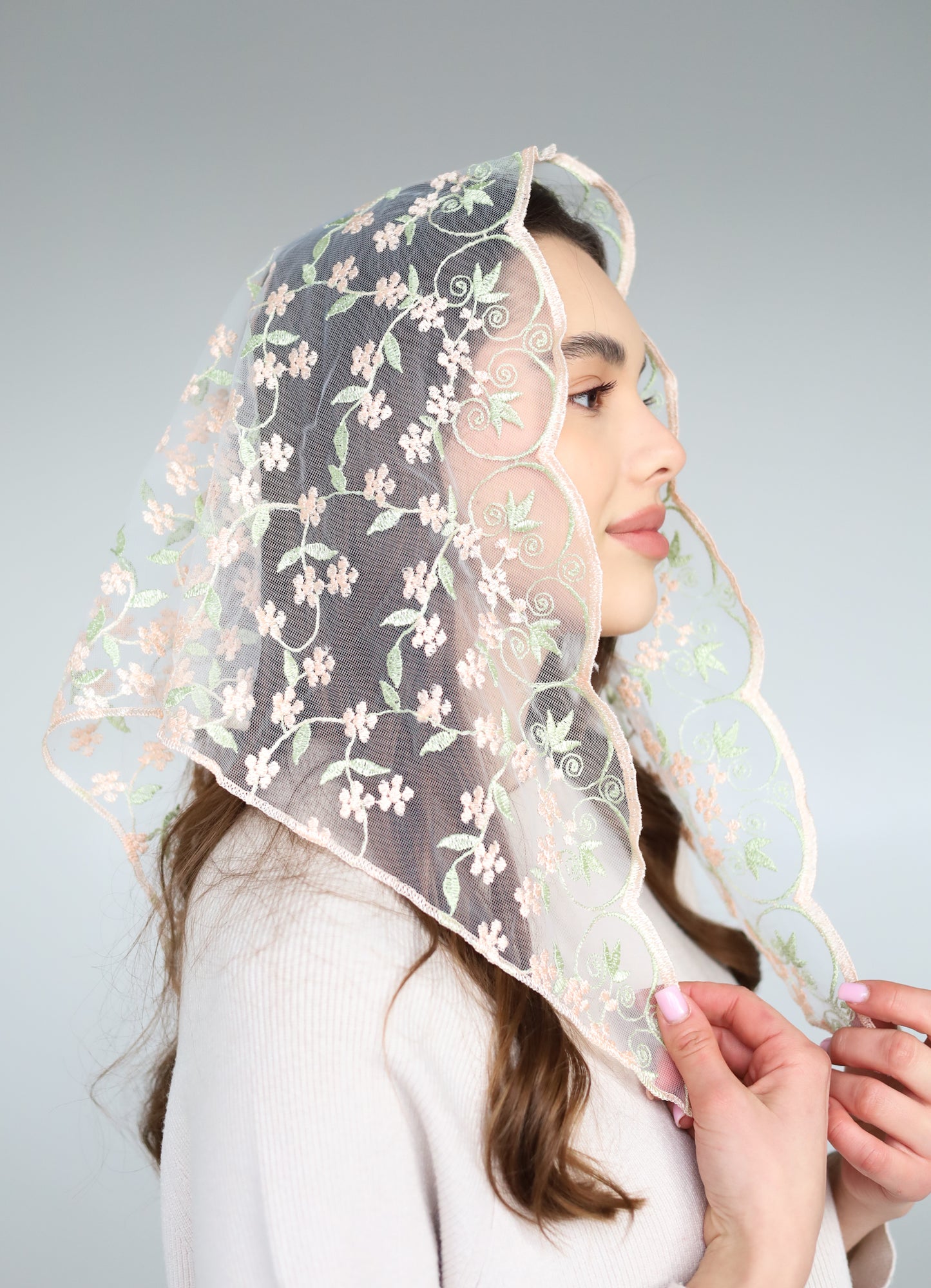 PEACH & PISTACHIO VEIL - MariaVeils