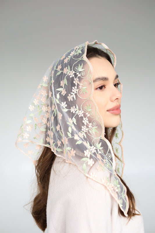 PEACH & PISTACHIO VEIL - MariaVeils