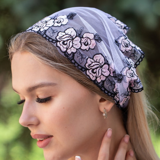 HEADBAND WITH PINK FLOWERS - MariaVeils