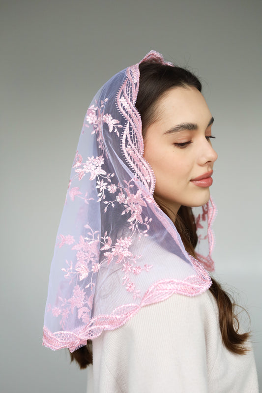 SHORT PINK MANTILLA - MariaVeils