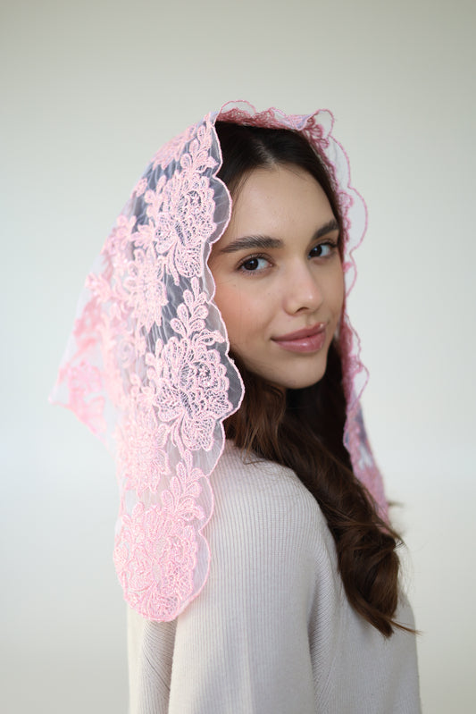 FLORAL PINK VEIL - MariaVeils