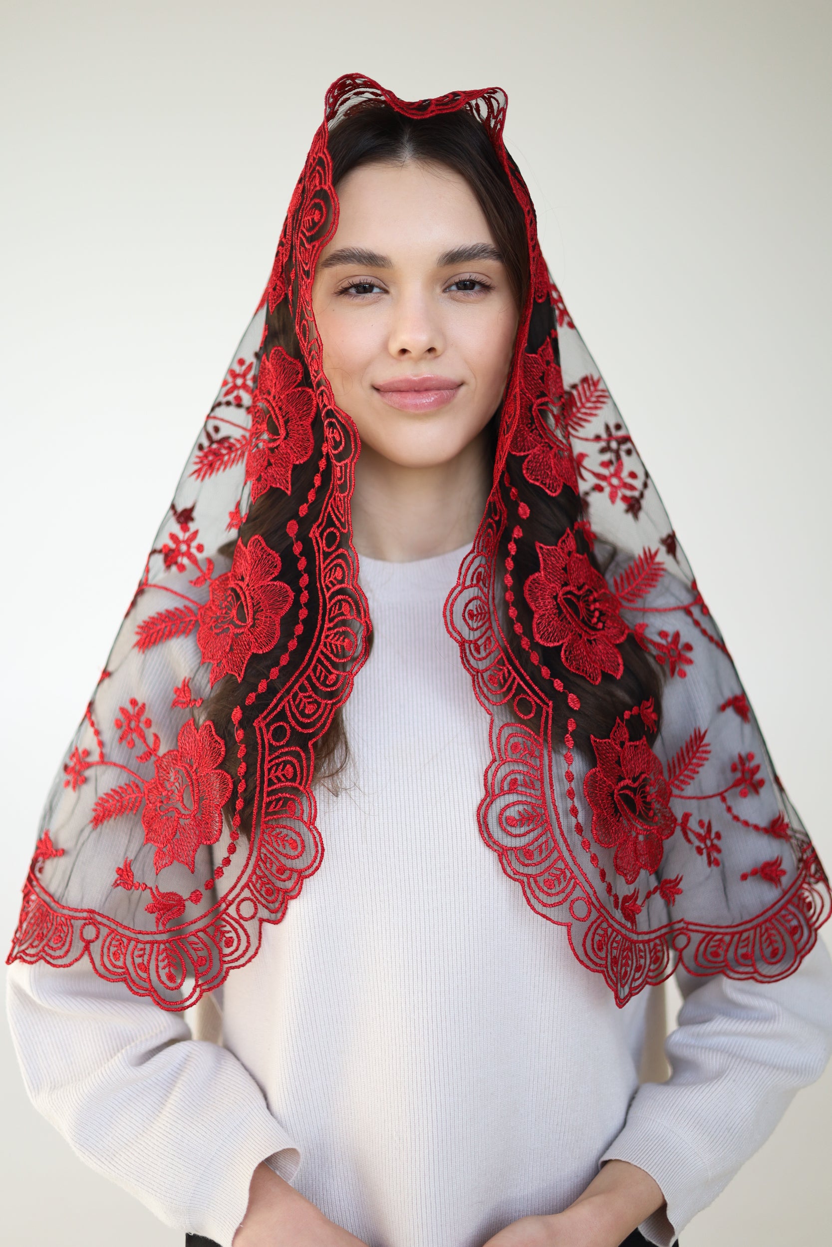 LONG BLACK & RED VEIL - MariaVeils