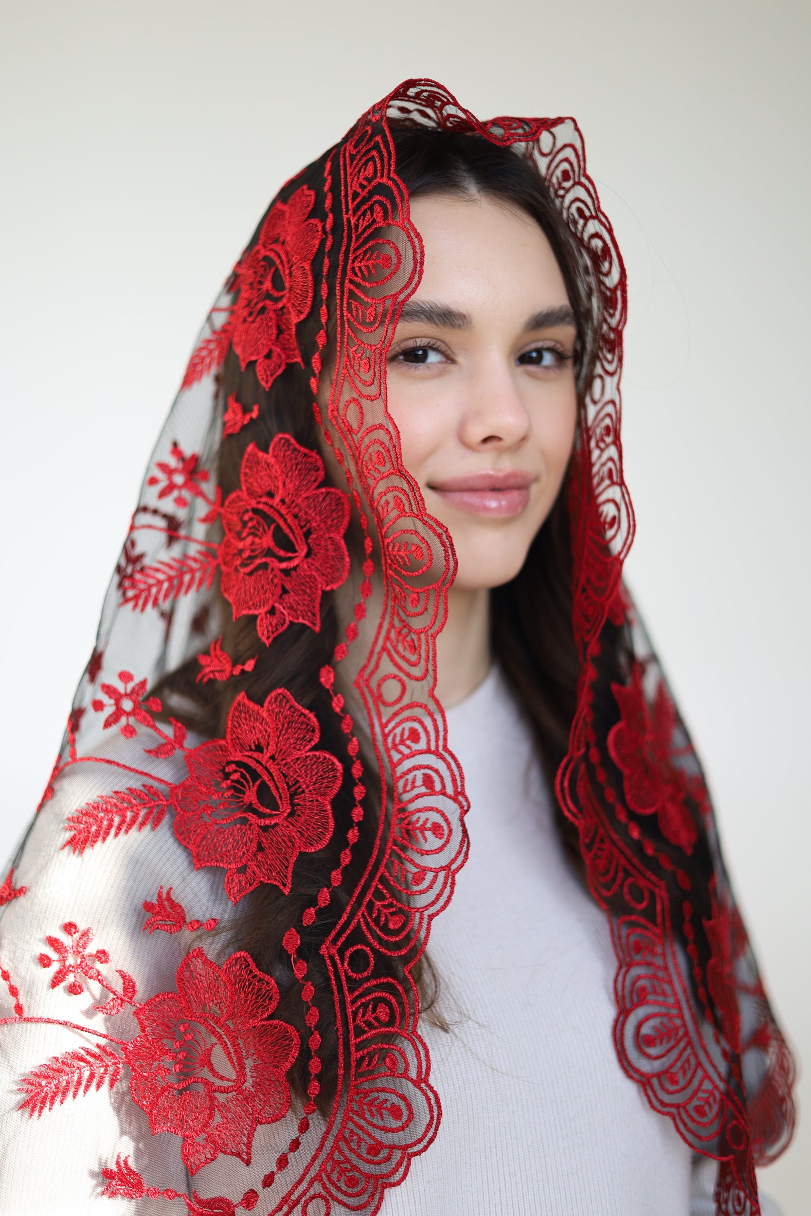 LONG BLACK & RED VEIL - MariaVeils