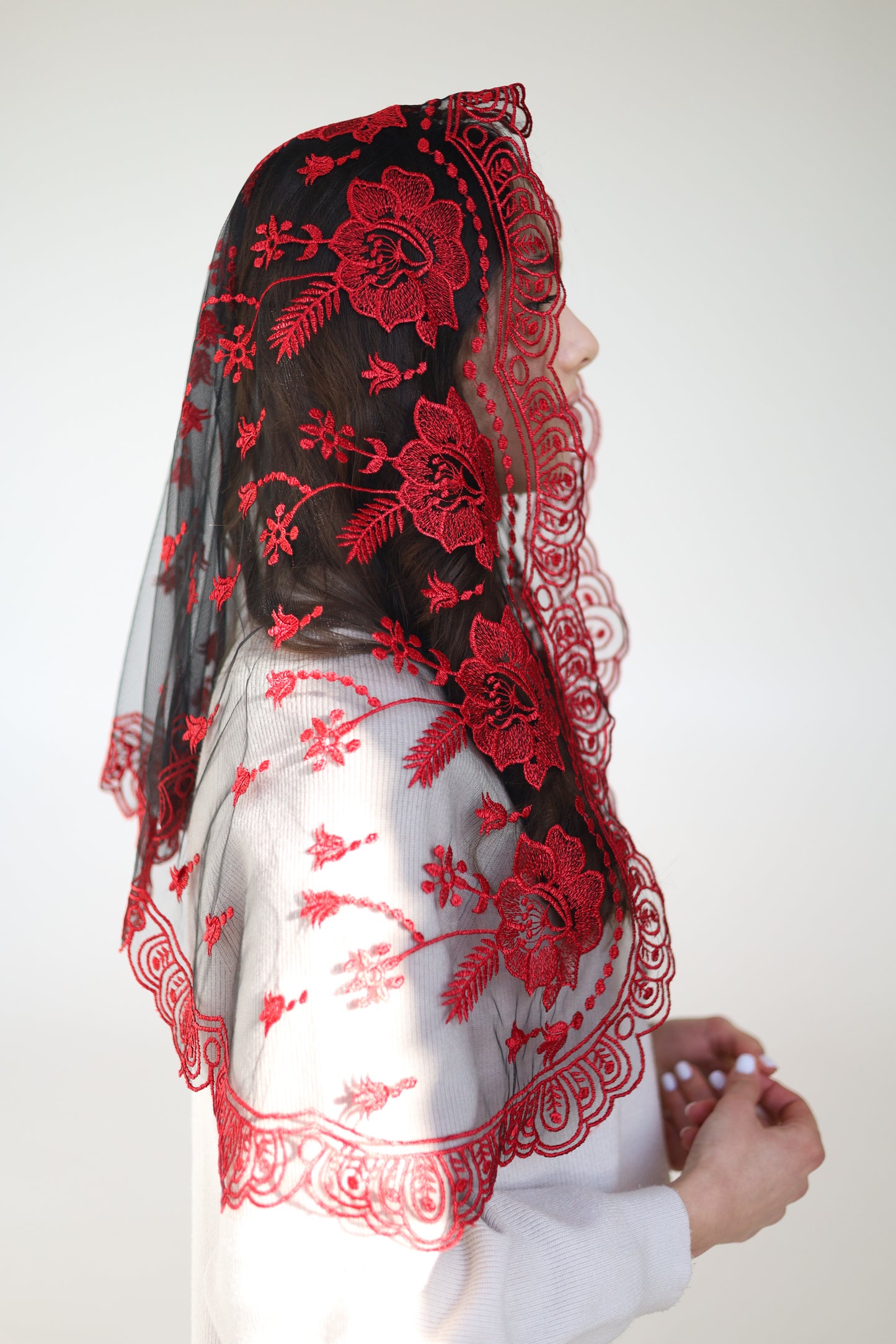 LONG BLACK & RED VEIL - MariaVeils