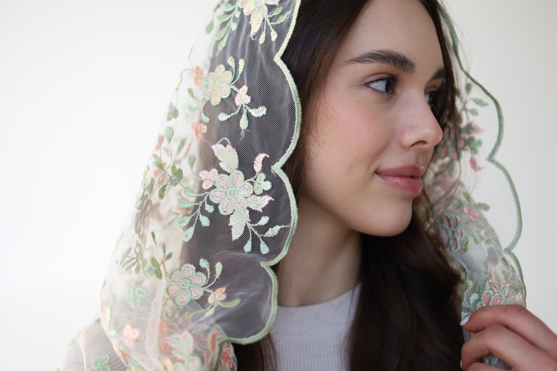 PEACH & PISTACHIO INFINITY VEIL - MariaVeils