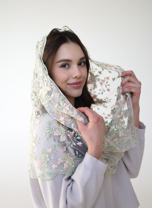PEACH & PISTACHIO INFINITY VEIL - MariaVeils