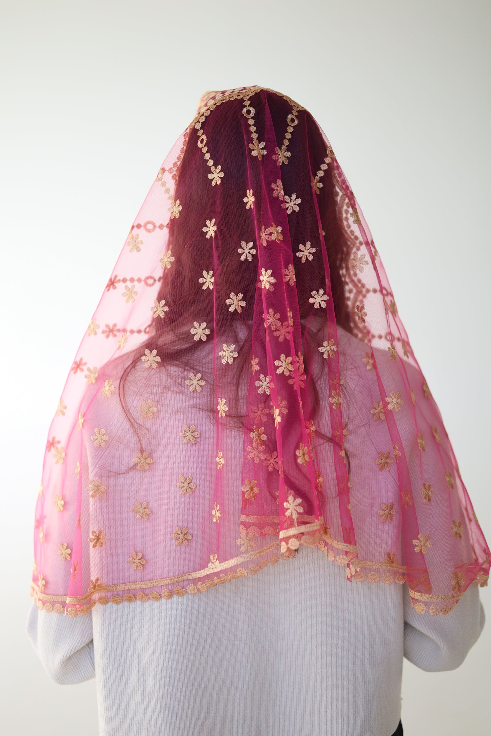 GOLD & PINK LONG VEIL - MariaVeils