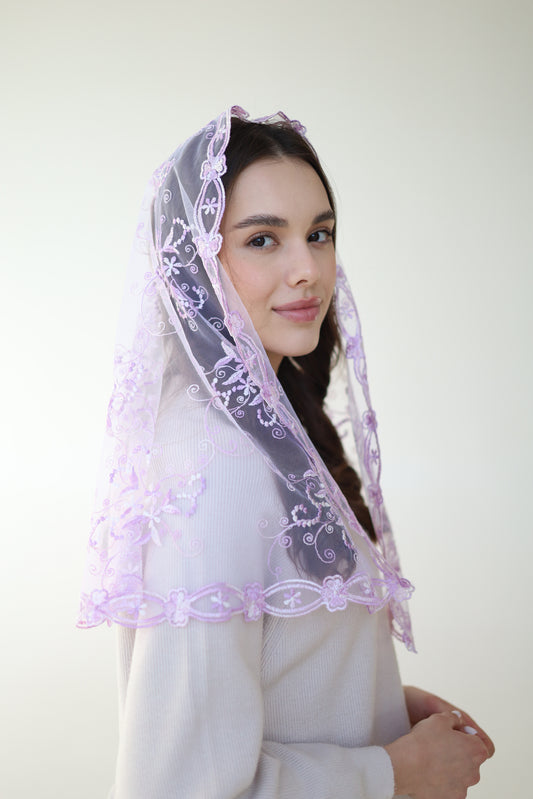 GRADIENT PURPLE MANTILLA - MariaVeils