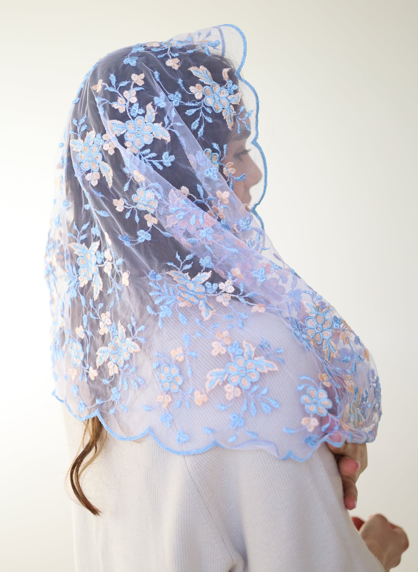 PEACH & BLUE INFINITY VEIL - MariaVeils
