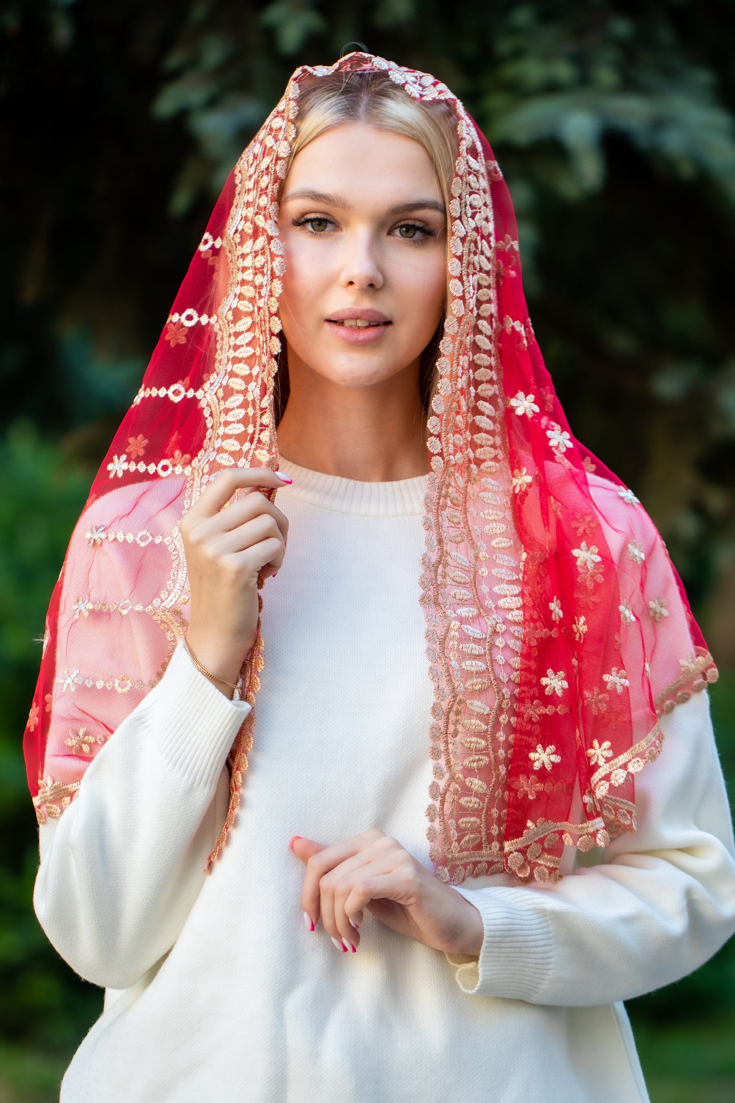 GOLD & PINK LONG VEIL