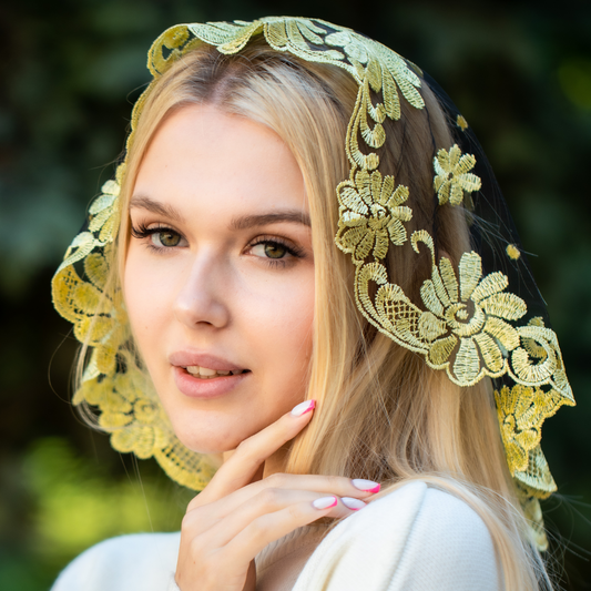 NEW!! Yellow floral veil - MariaVeils