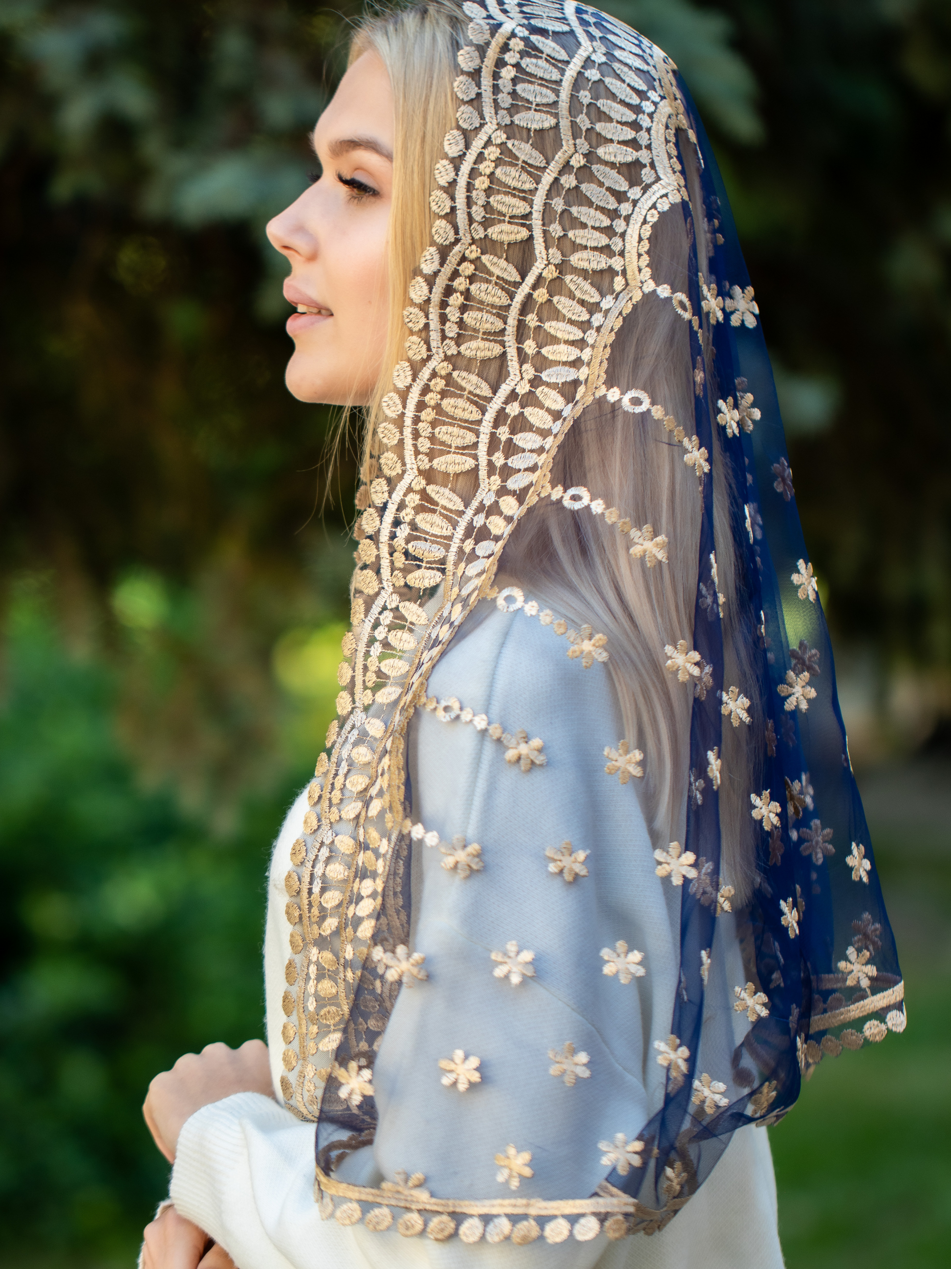 NEW!! Gold chapel veil - MariaVeils