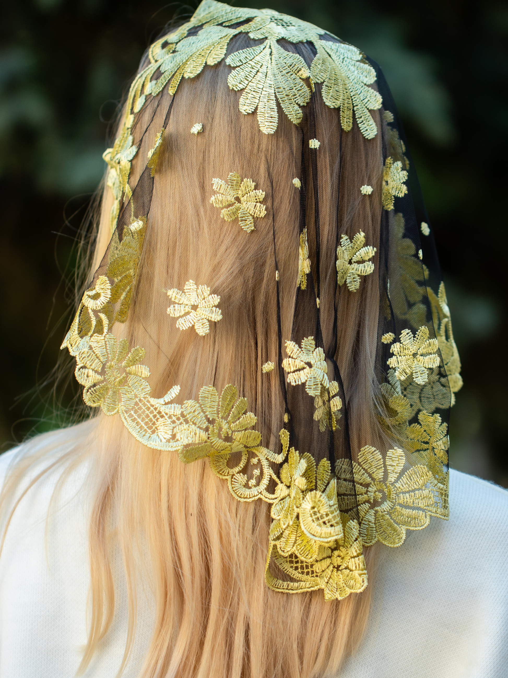 NEW!! Yellow floral veil - MariaVeils