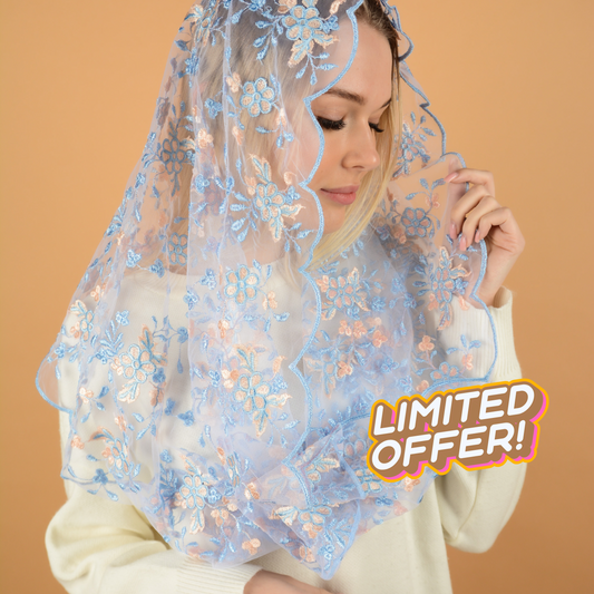 PEACH & BLUE INFINITY VEIL - MariaVeils