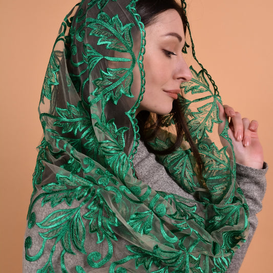 Green Infinity Mantilla - MariaVeils