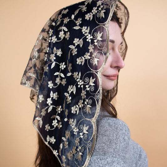 GOLD & BLUE SHORT VEIL - MariaVeils