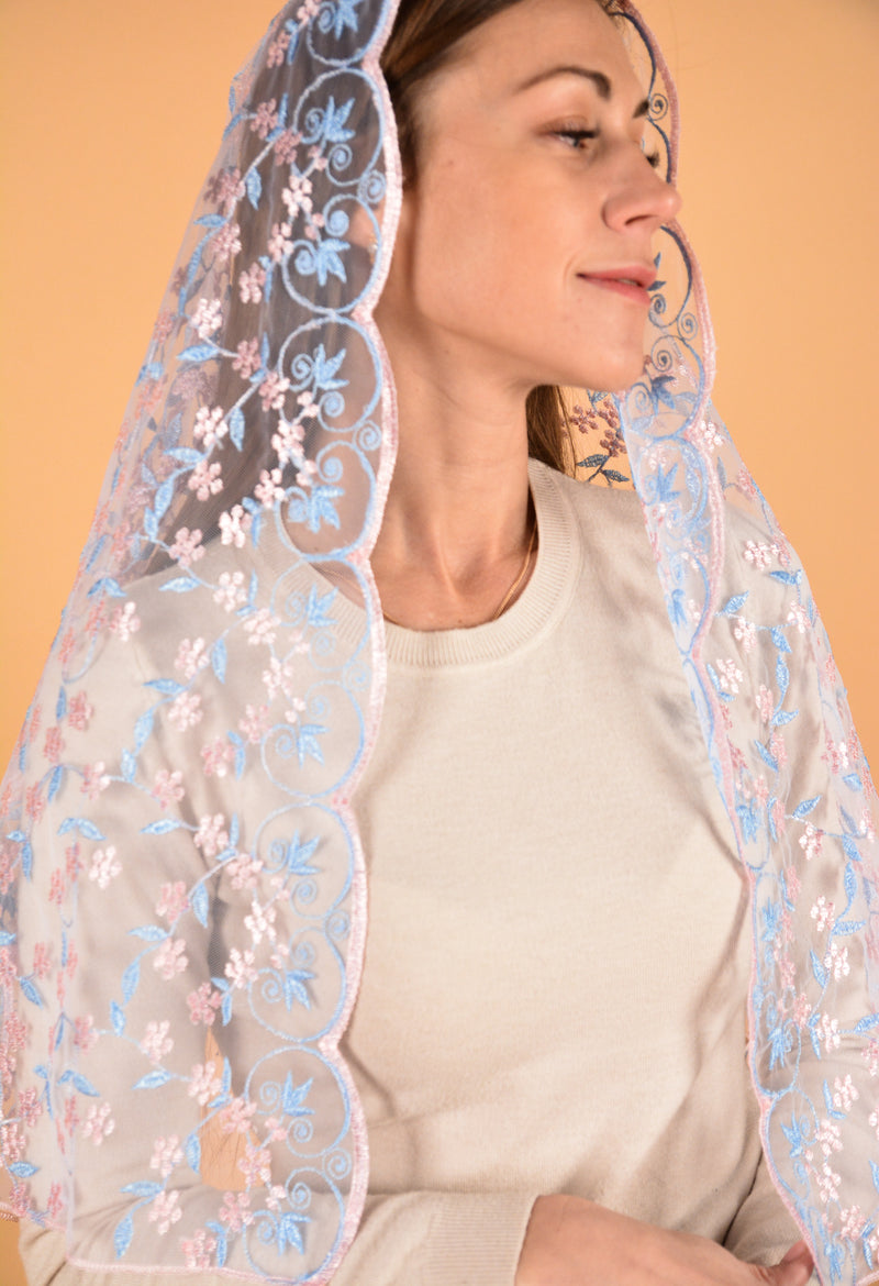 Long Floral Mantilla