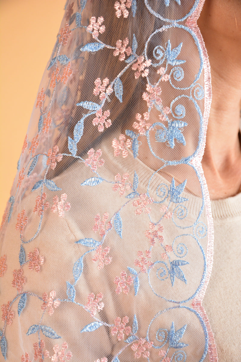 Long Floral Mantilla