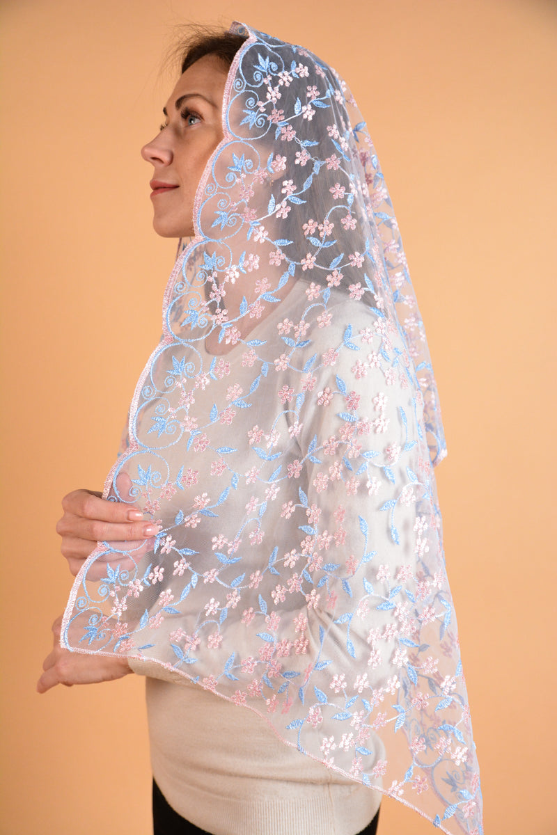 Long Floral Mantilla