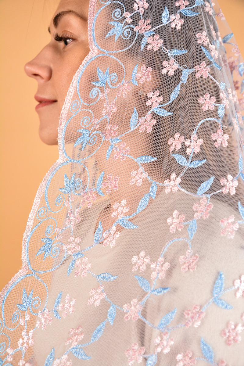 Long Floral Mantilla