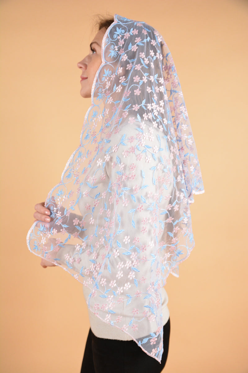Long Floral Mantilla
