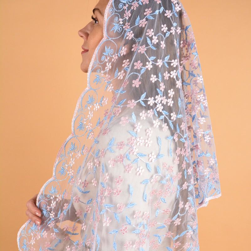 Long Floral Mantilla