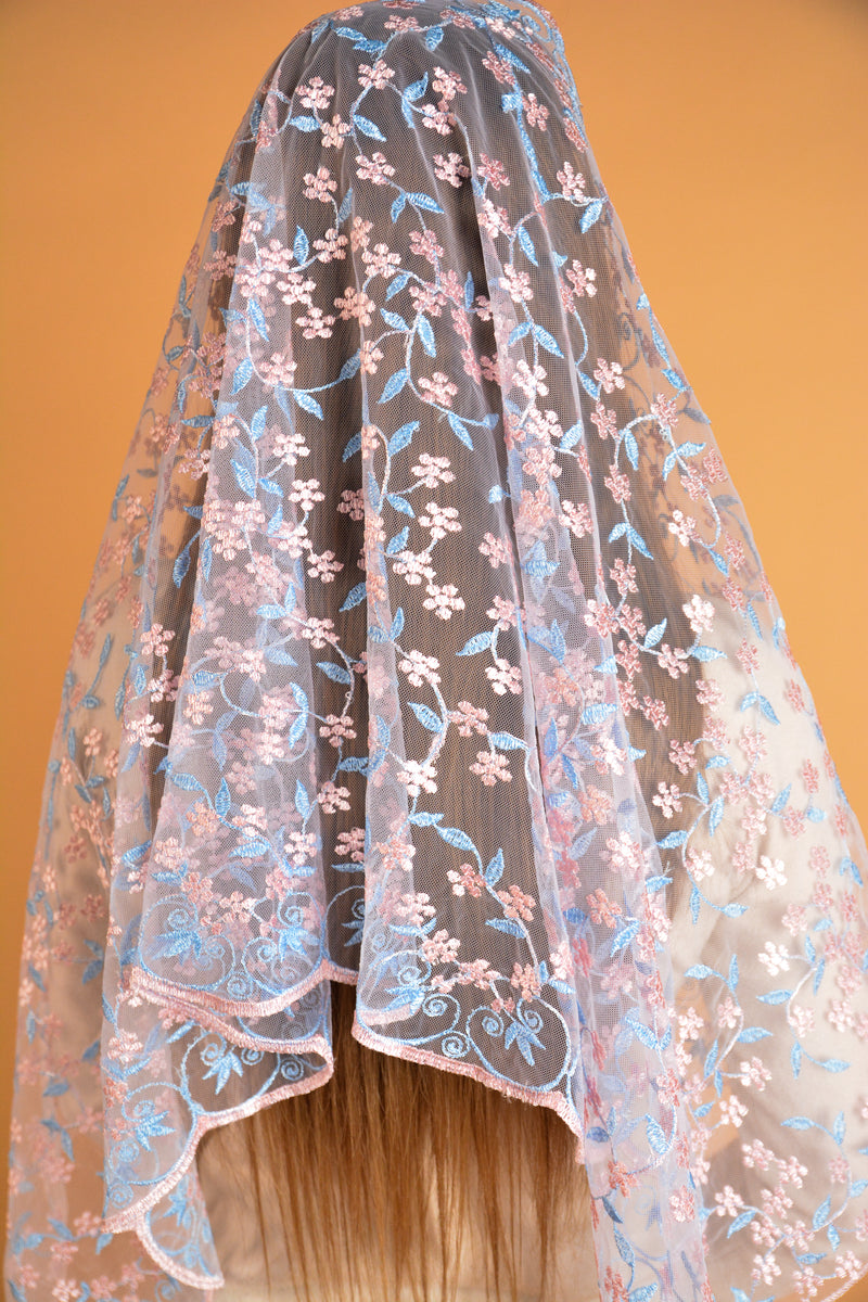 Long Floral Mantilla