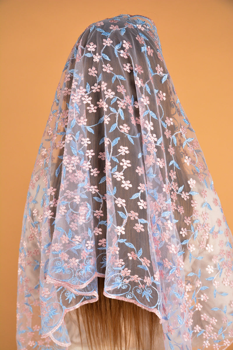 Long Floral Mantilla