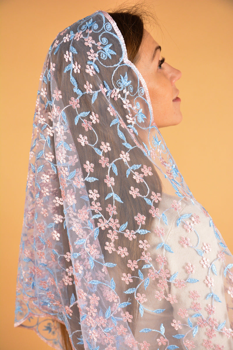 Long Floral Mantilla