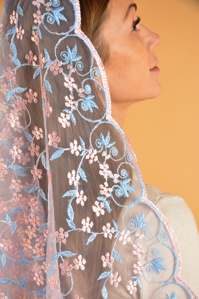 Long Floral Mantilla