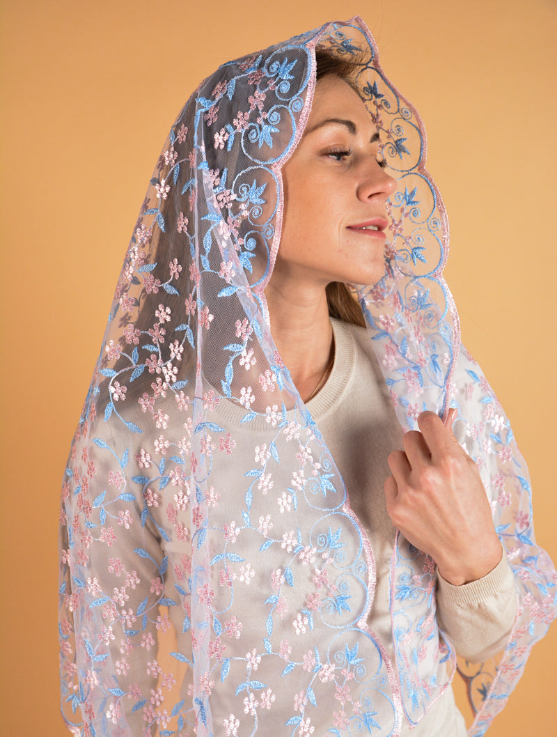 Long Floral Mantilla