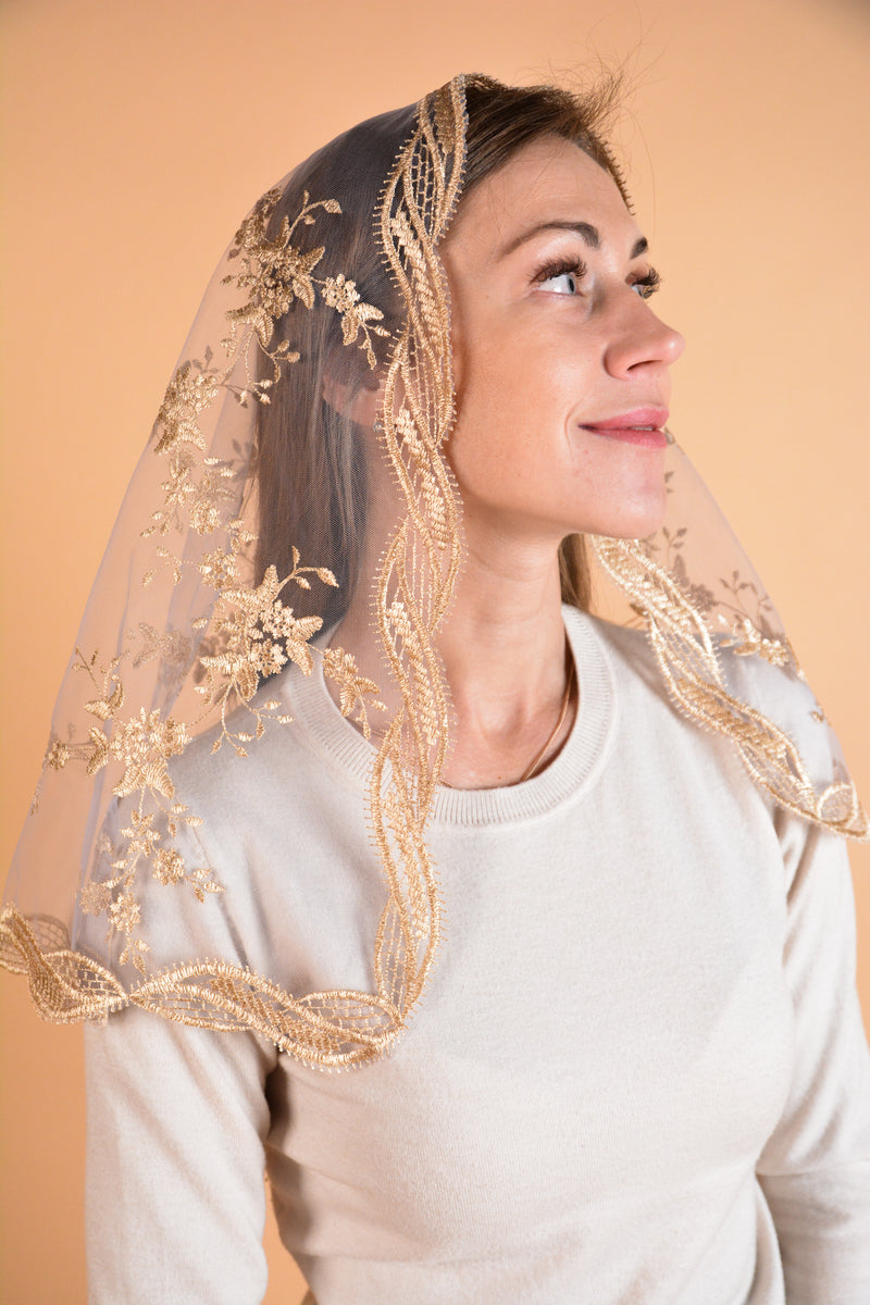 Gold Veil with Purple Tulle
