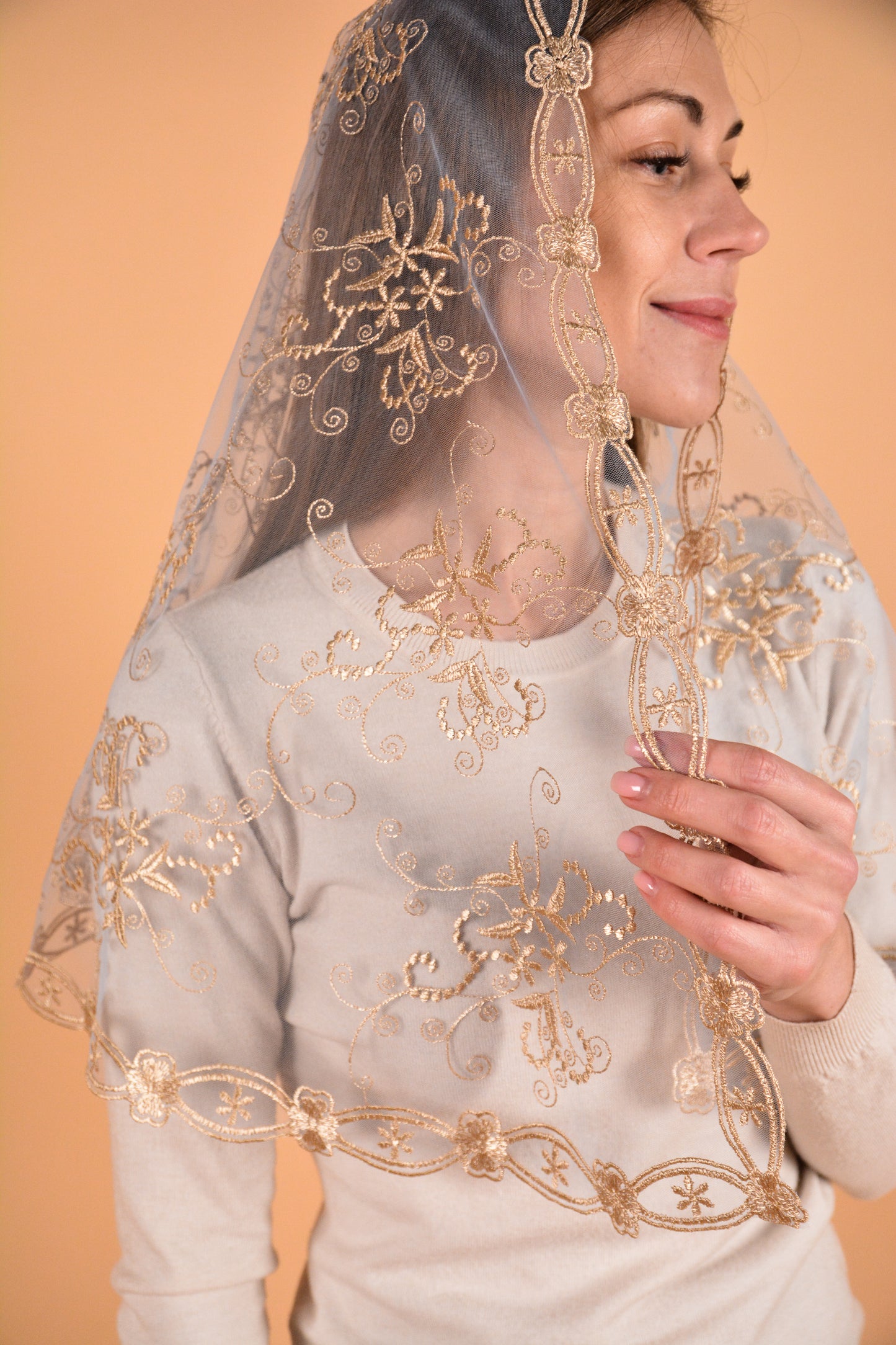 Long Gold Mantilla - MariaVeils