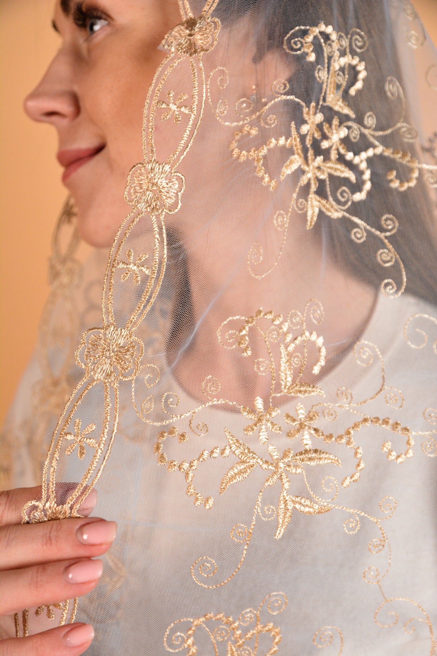 Long Gold Mantilla - MariaVeils