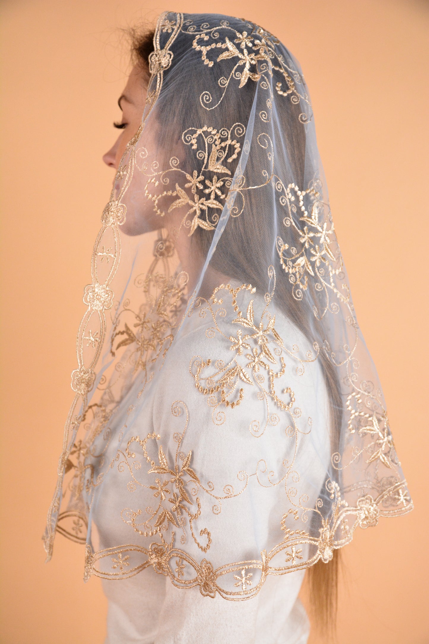 Long Gold Mantilla - MariaVeils