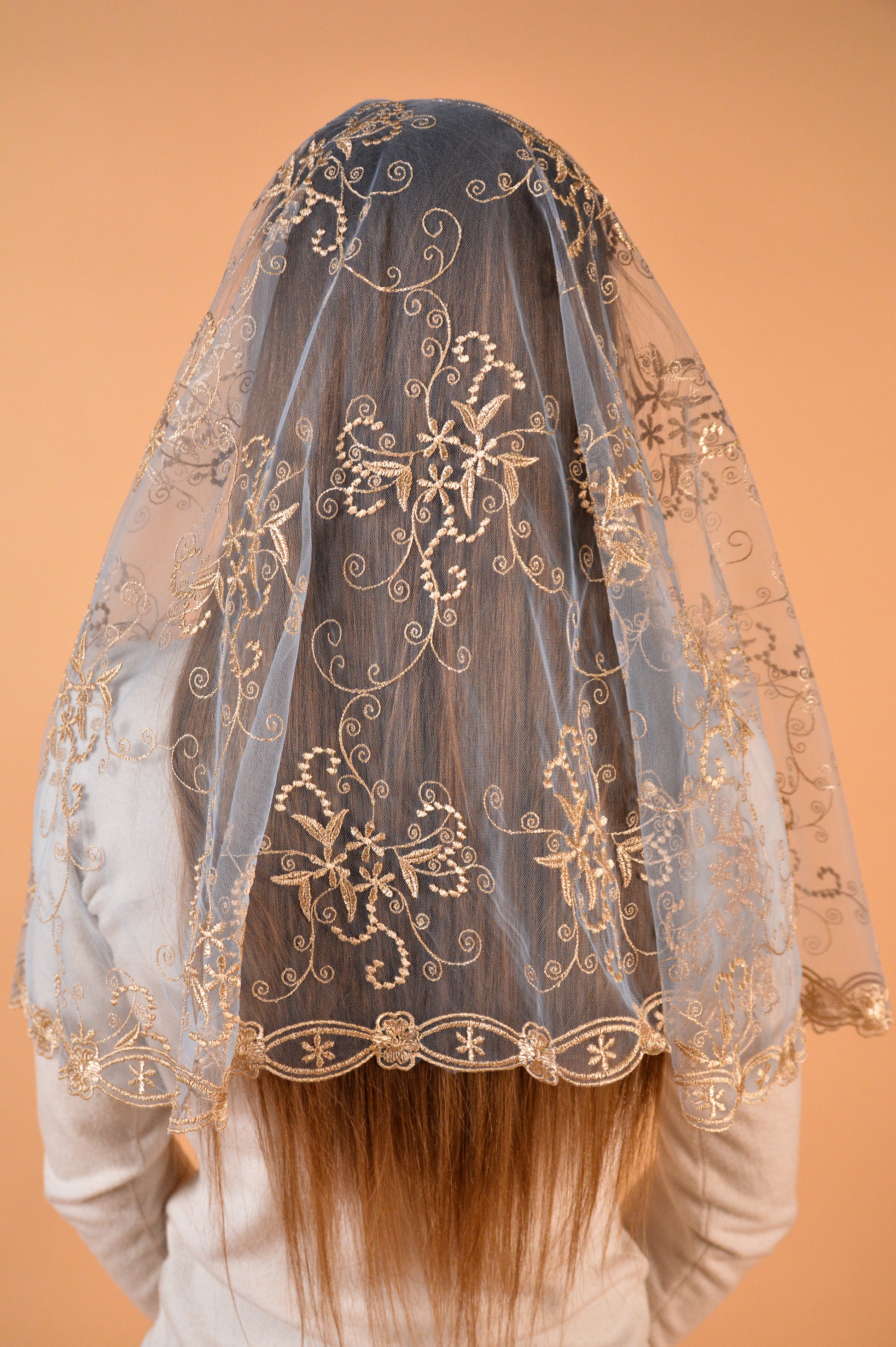 Long Gold Mantilla - MariaVeils