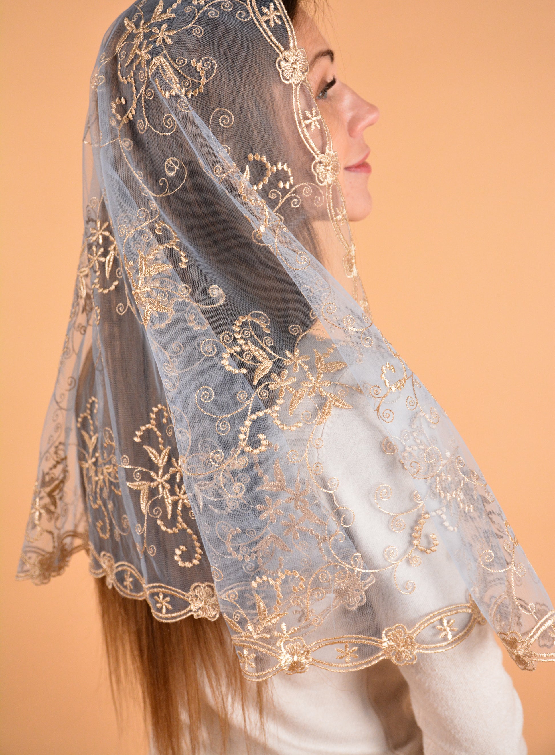 Long Gold Mantilla - MariaVeils