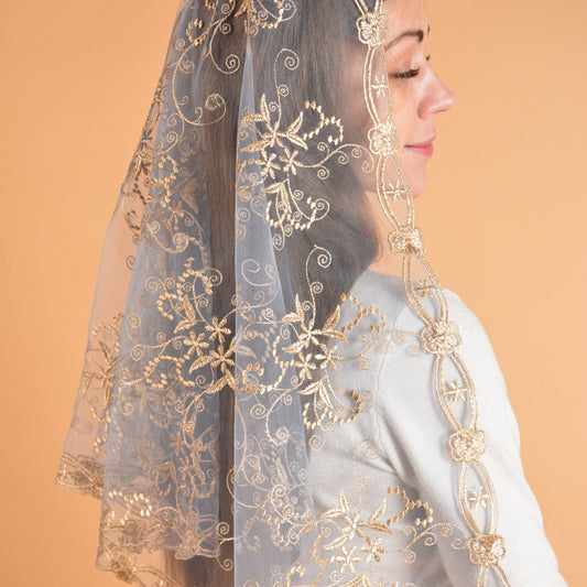 Long Gold Mantilla - MariaVeils