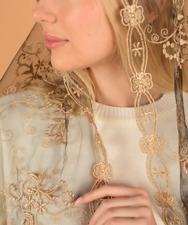 Gold lace veil - MariaVeils