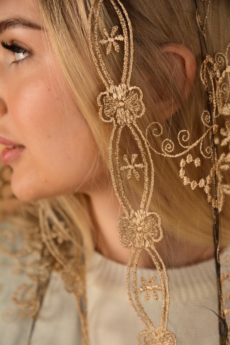 Gold lace veil - MariaVeils