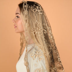 Gold lace veil - MariaVeils