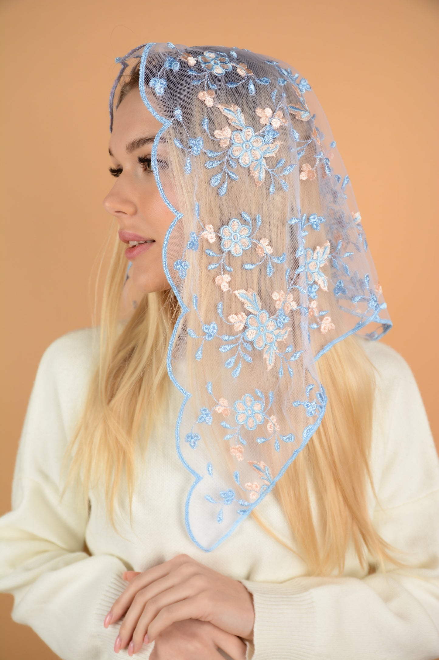 Light Blue Triangle Veil