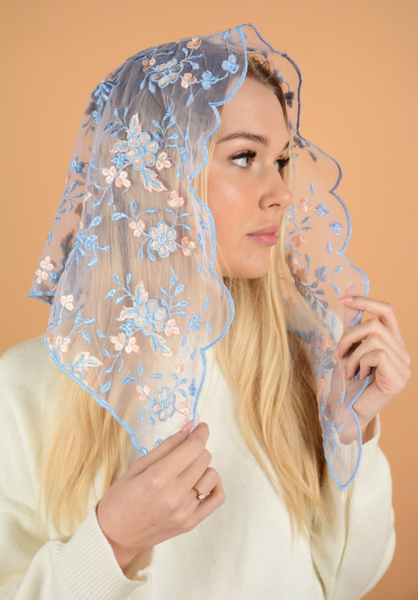Light Blue Triangle Veil
