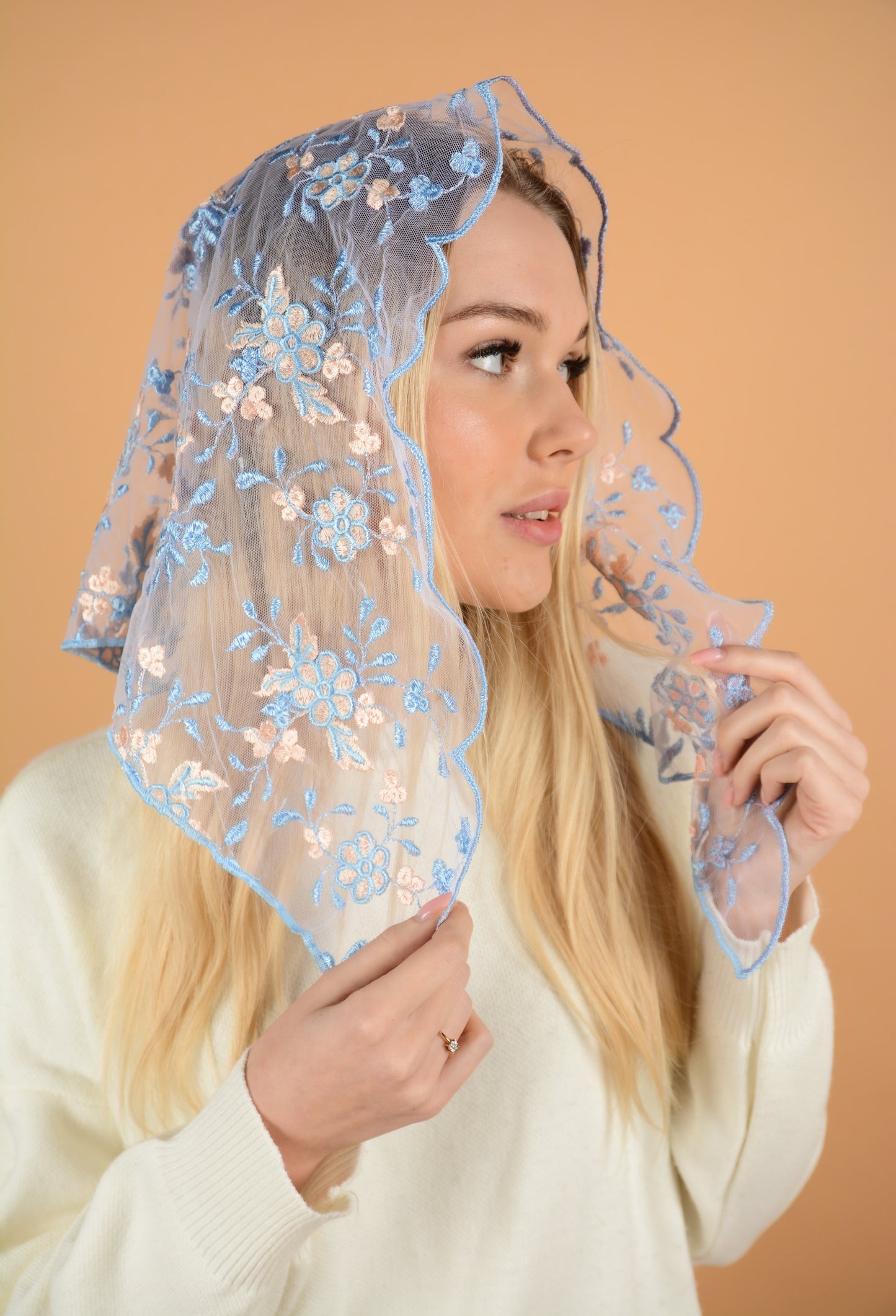 Light Blue Triangle Veil