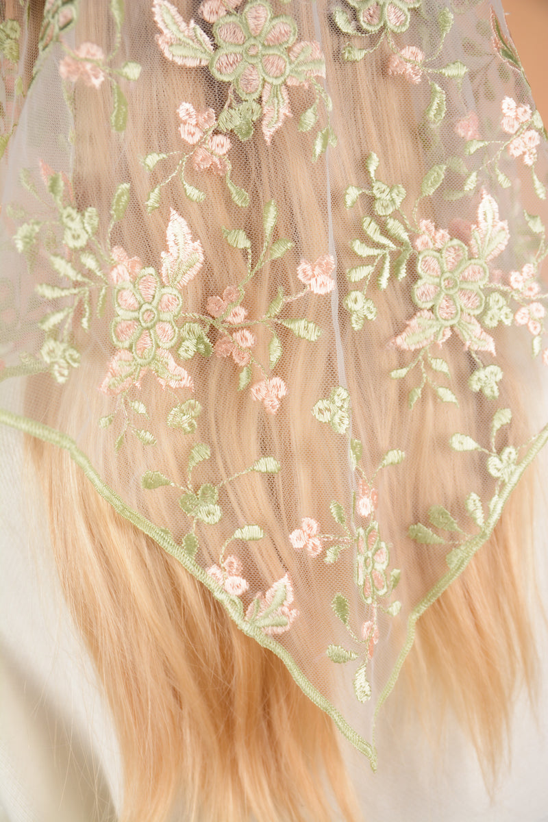 Peach Floral Veil