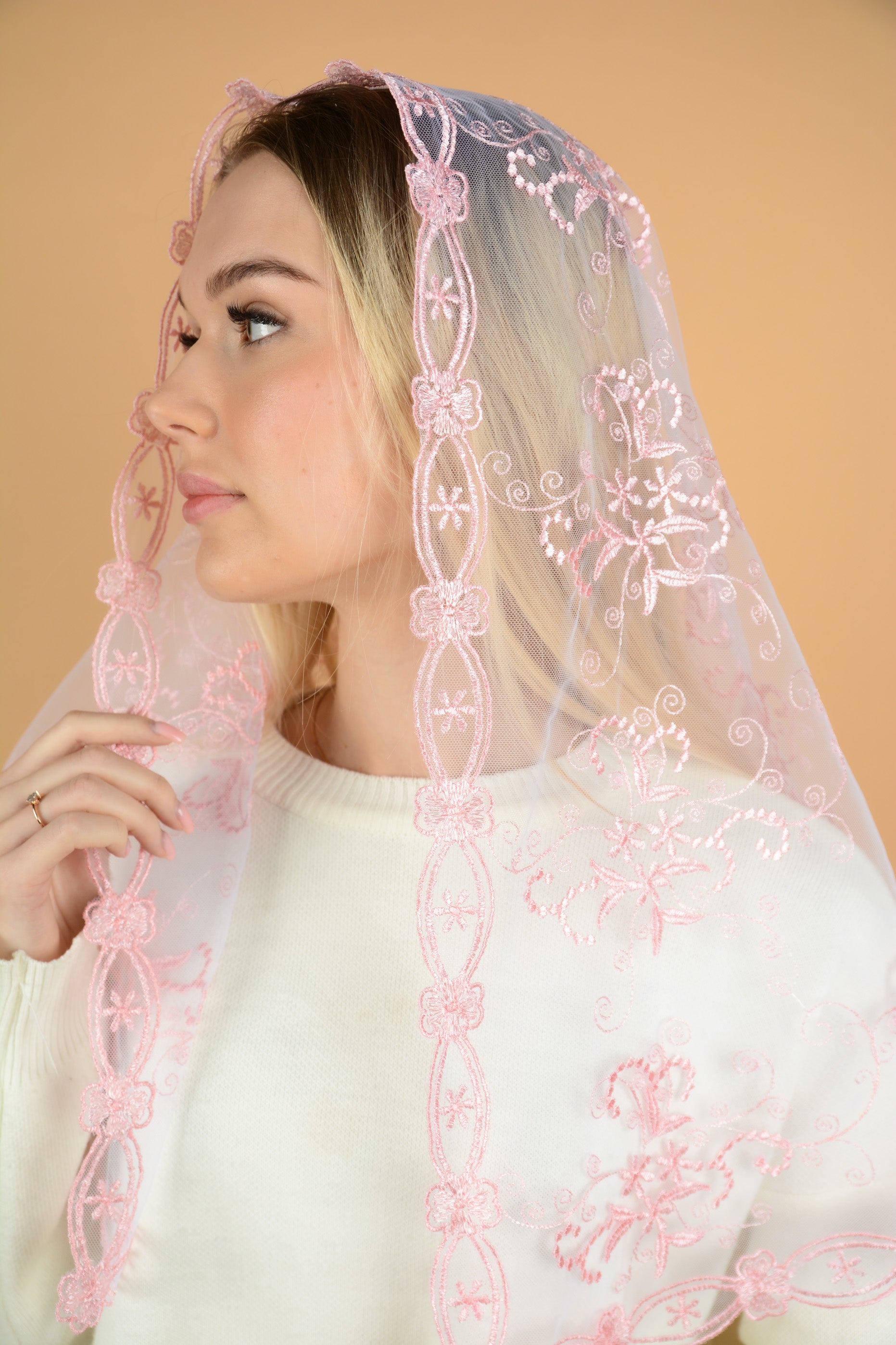 NEW!! Pink Floral Veil - MariaVeils
